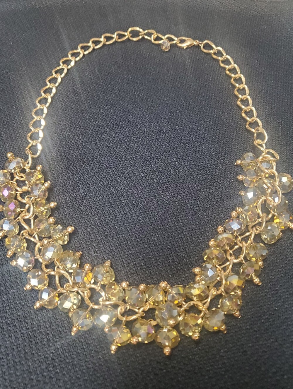 Gold Crystal Cluster Statement Necklace - Women Jewelry